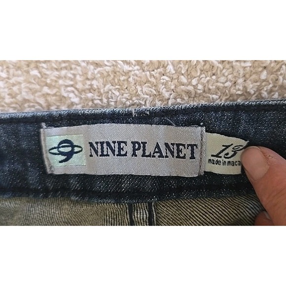 Nine Planet Jeans Wide Leg Dark Wash Size 13 With Embellished Back Pockets - Picture 13 of 16